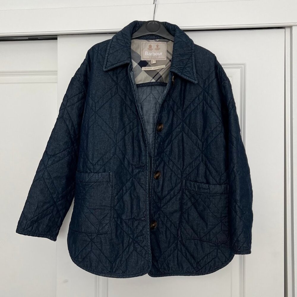 Barbour quilted denim jacket (US 10), like new